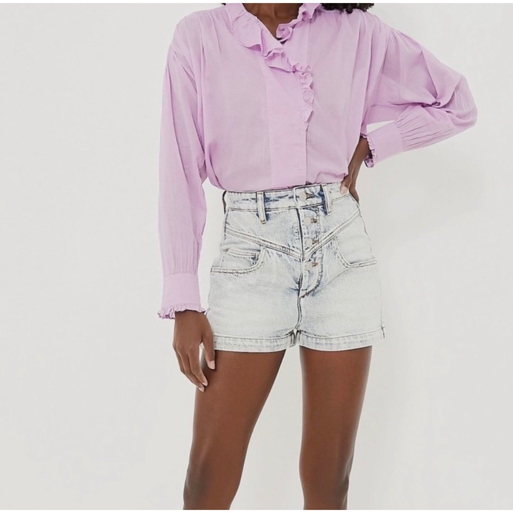 New Isabel Marant Etoile Jovany Denim Shorts Light Wash Women's Size 38 US 6